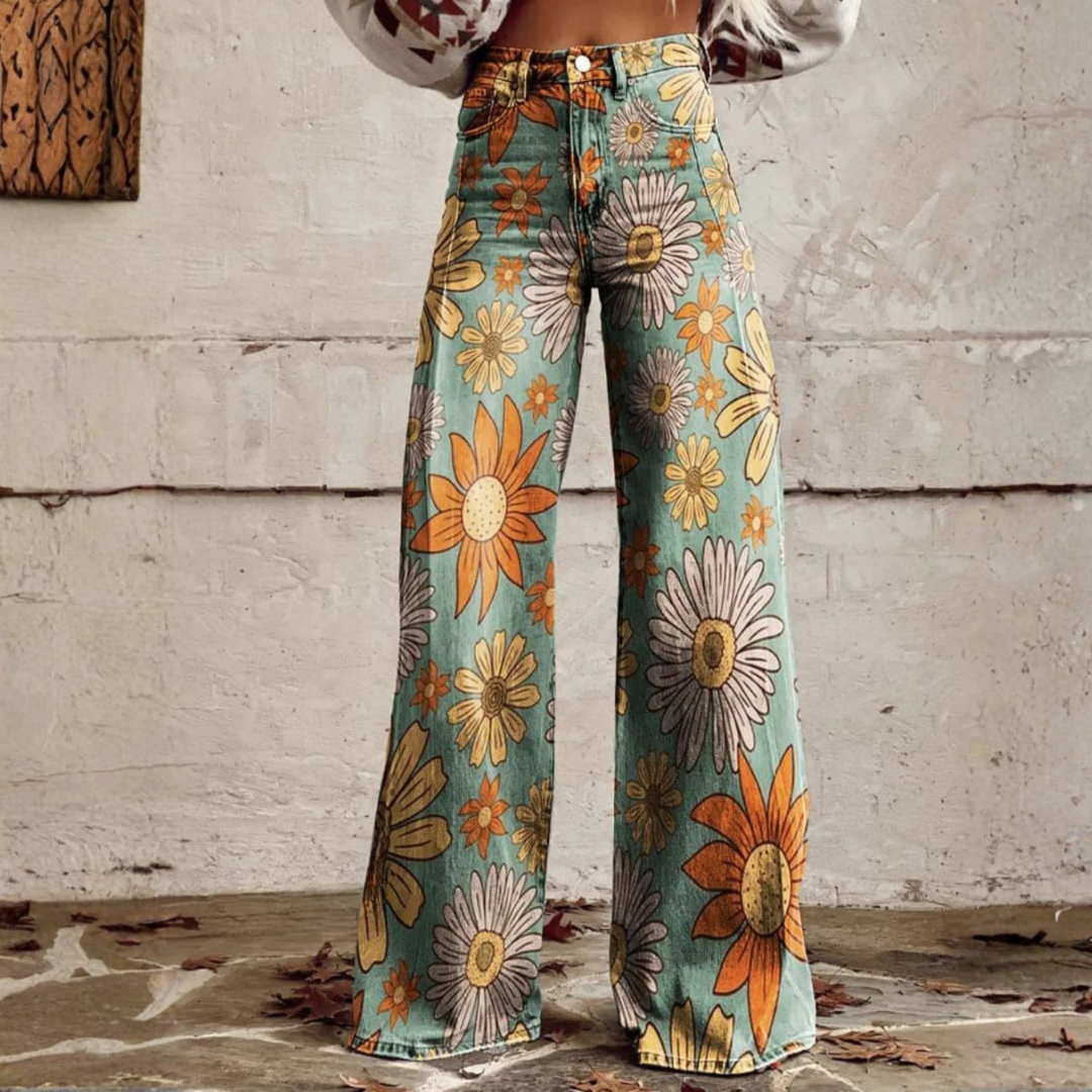 Cirilla Vintage Floral Wide-Leg Trousers