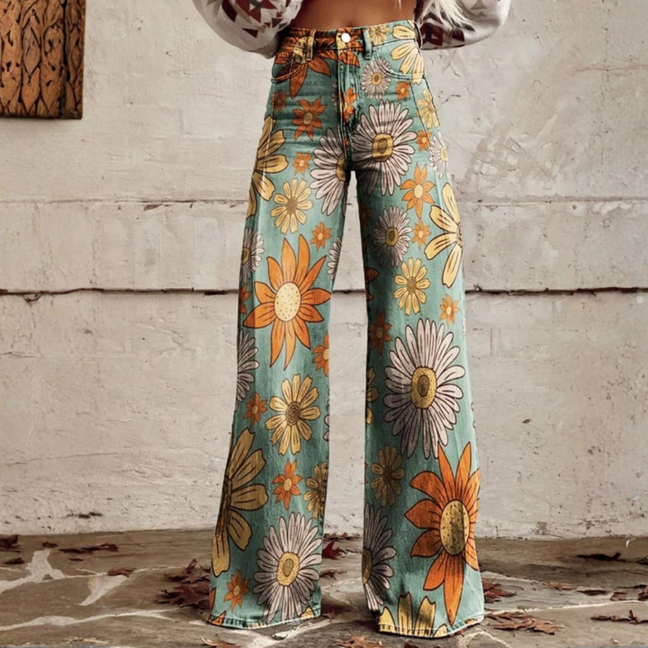 Cirilla Vintage Floral Wide-Leg Trousers