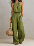 Kaia Effortless Halter Jumpsuit in Green