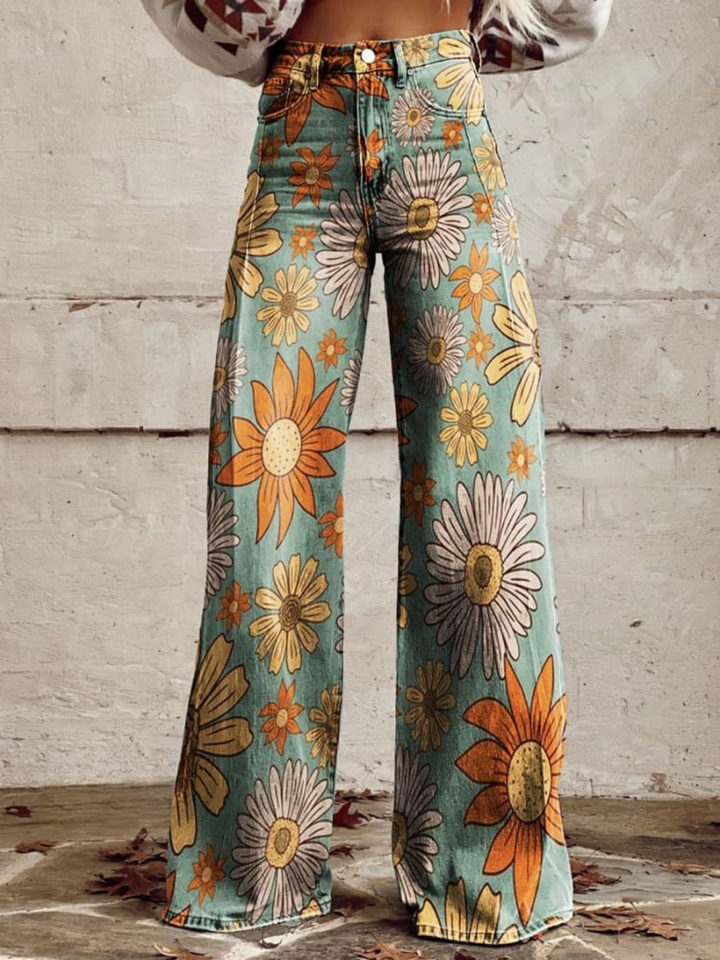 Cirilla Vintage Floral Wide-Leg Trousers