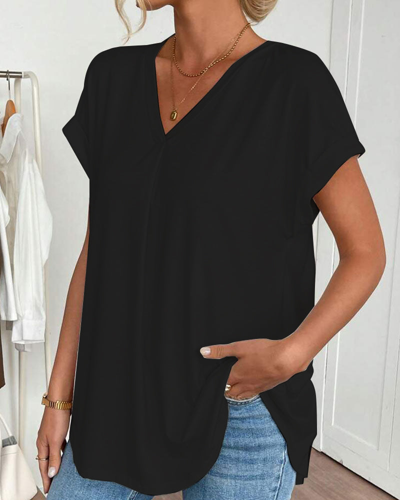 Evelyn | Soft V-Neck Patchwork Top