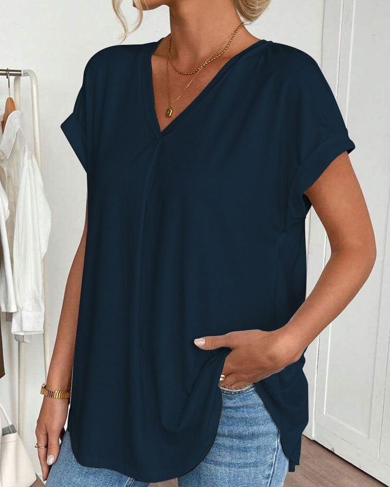 Evelyn | Soft V-Neck Patchwork Top