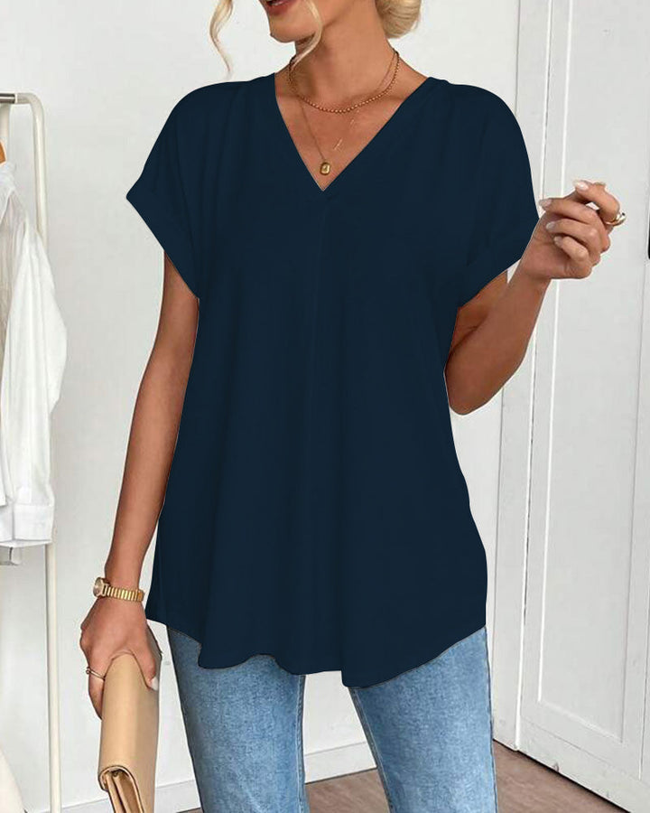 Evelyn | Soft V-Neck Patchwork Top