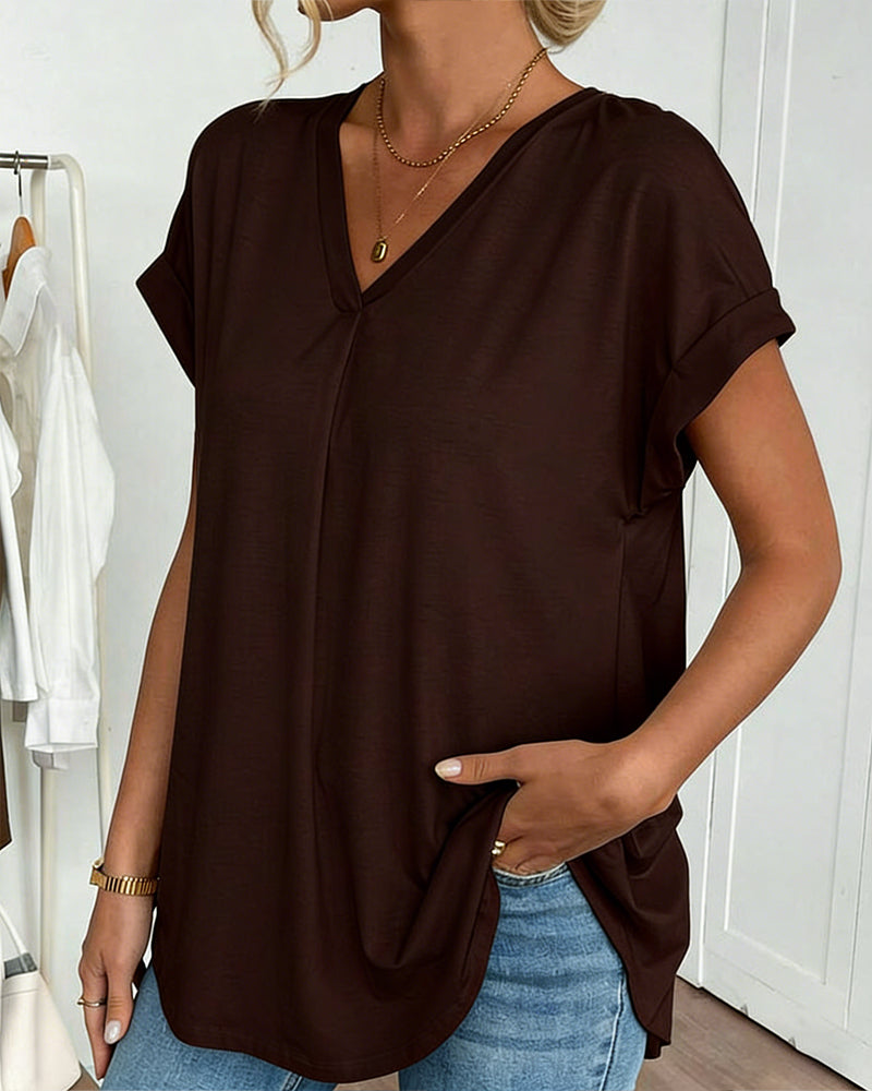 Evelyn | Soft V-Neck Patchwork Top