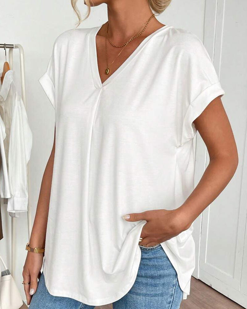 Evelyn | Soft V-Neck Patchwork Top