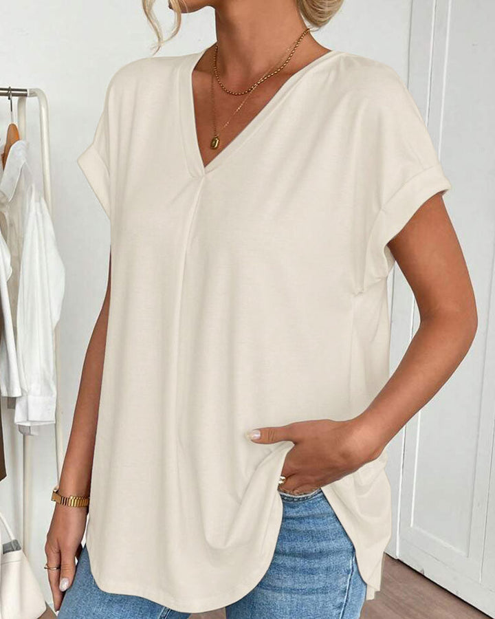 Evelyn | Soft V-Neck Patchwork Top