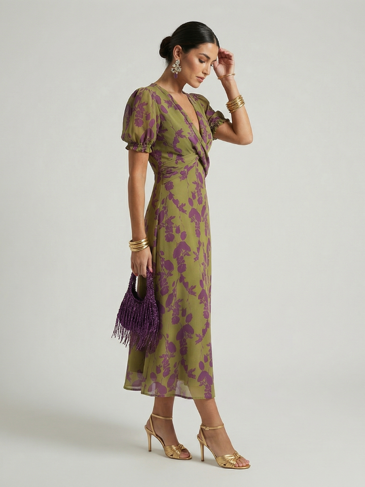 Selira | Floral Wrap Midi Dress