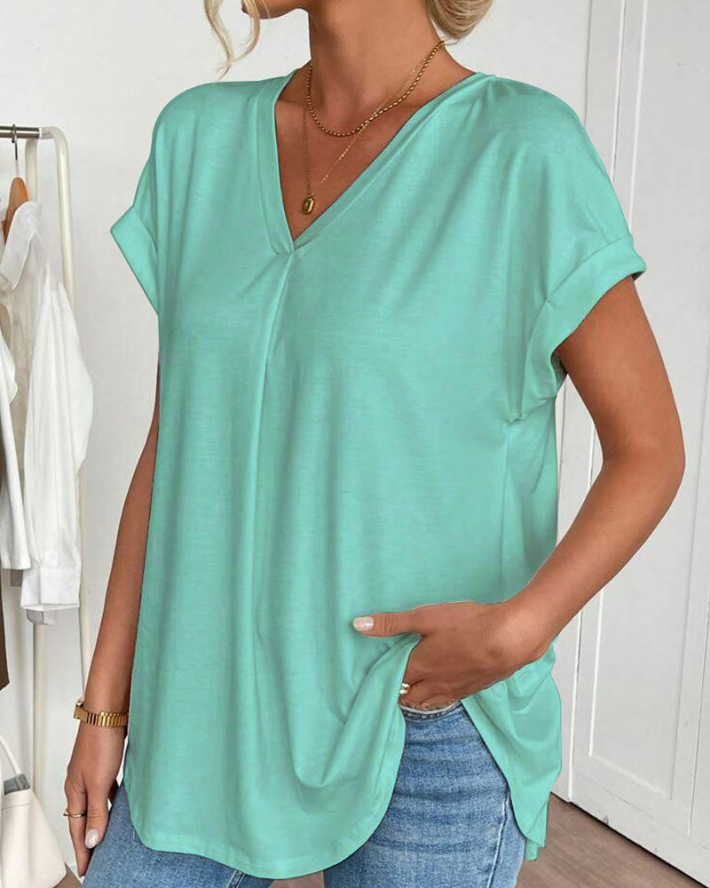 Evelyn | Soft V-Neck Patchwork Top