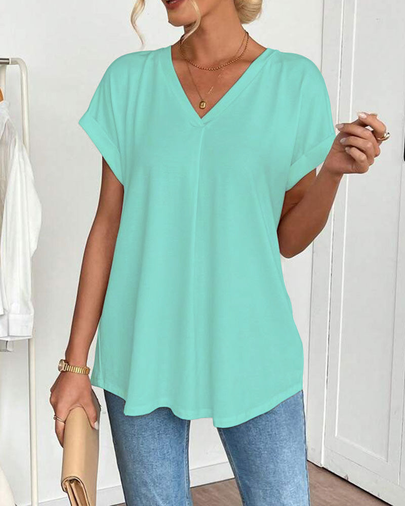 Evelyn | Soft V-Neck Patchwork Top