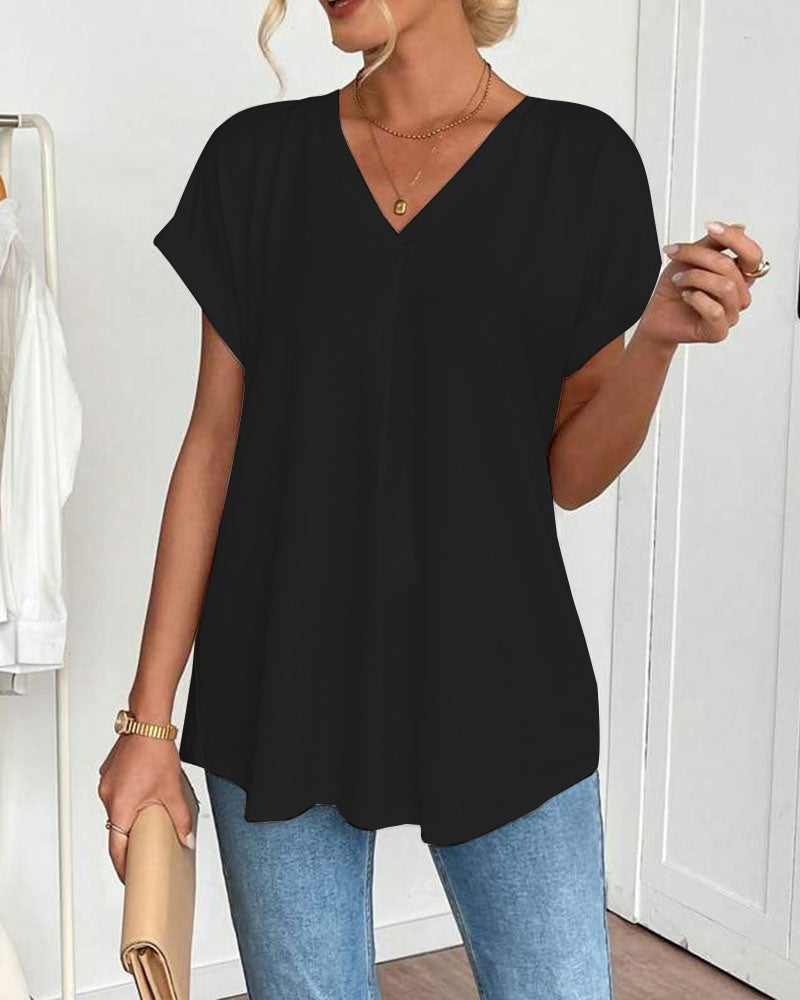 Evelyn | Soft V-Neck Patchwork Top