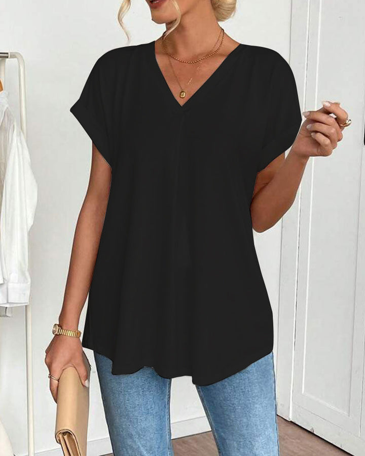 Evelyn | Soft V-Neck Patchwork Top