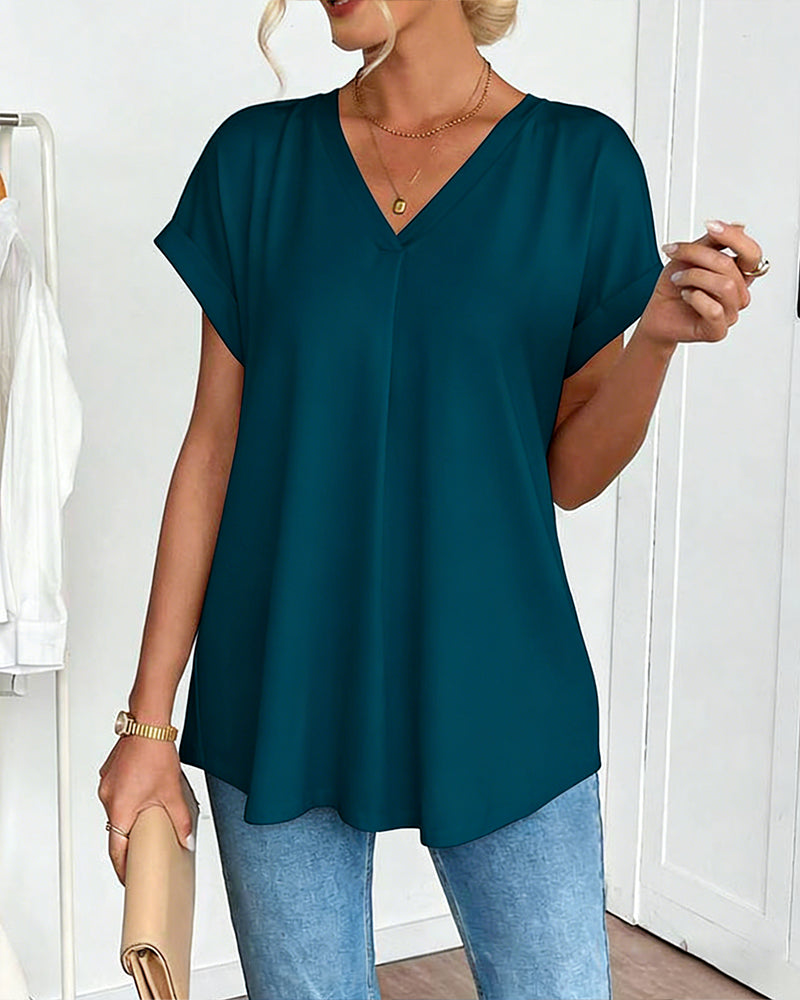 Evelyn | Soft V-Neck Patchwork Top