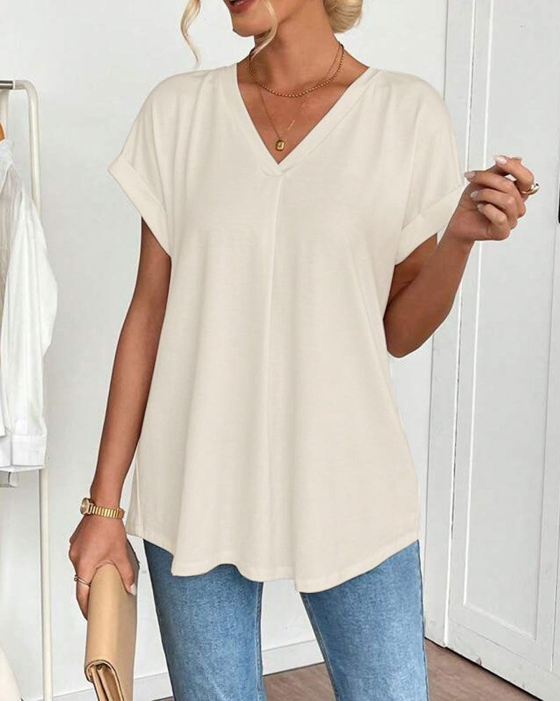 Evelyn | Soft V-Neck Patchwork Top