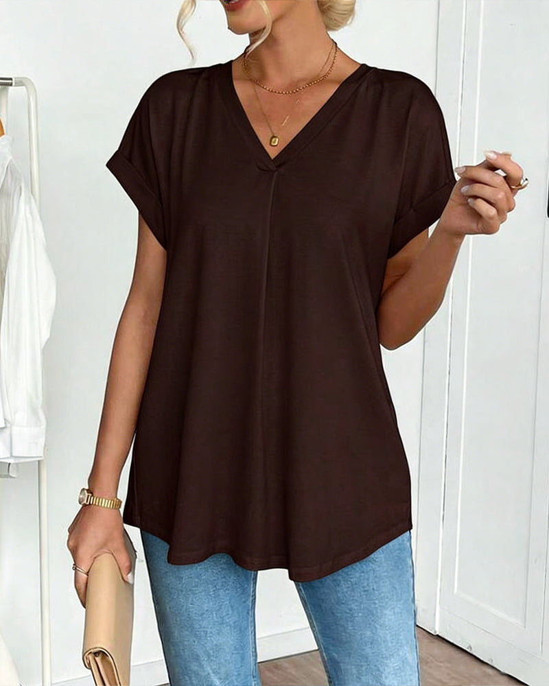 Evelyn | Soft V-Neck Patchwork Top