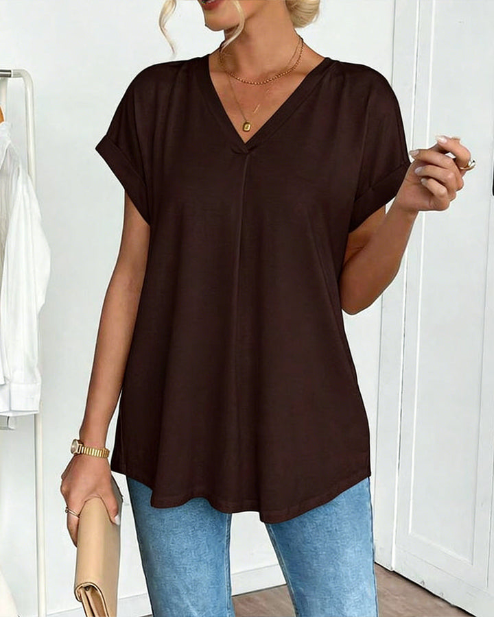 Evelyn | Soft V-Neck Patchwork Top
