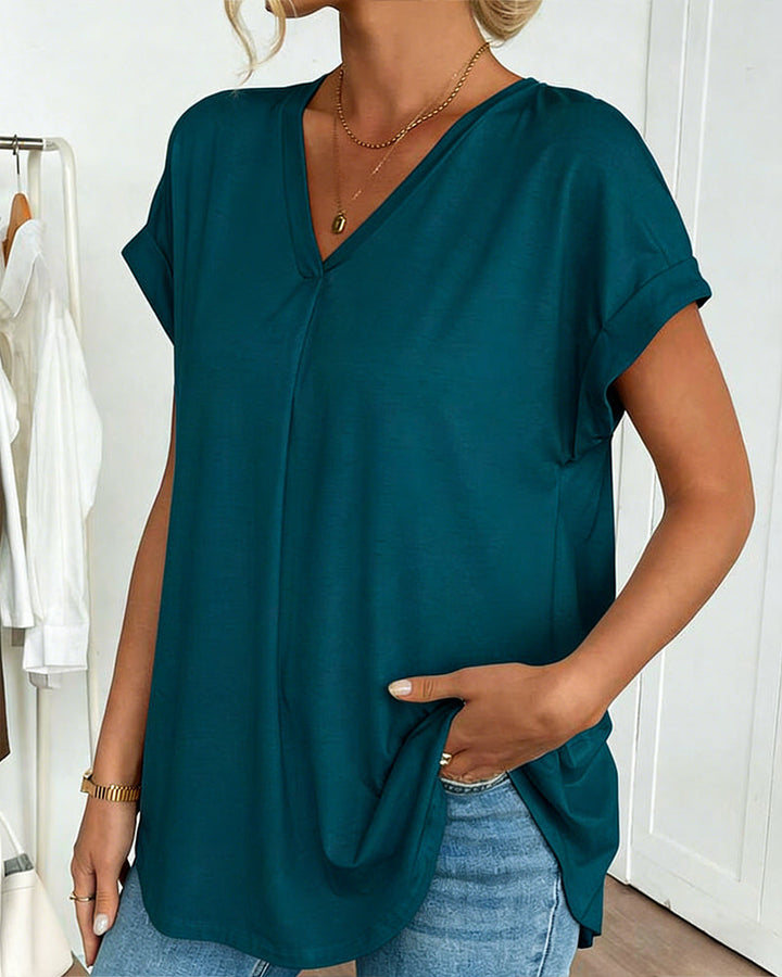 Evelyn | Soft V-Neck Patchwork Top