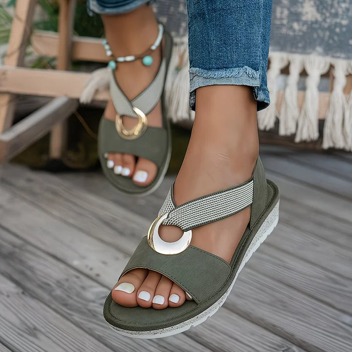 Marlenia | Chic Flat Sandals with Buckle Detail