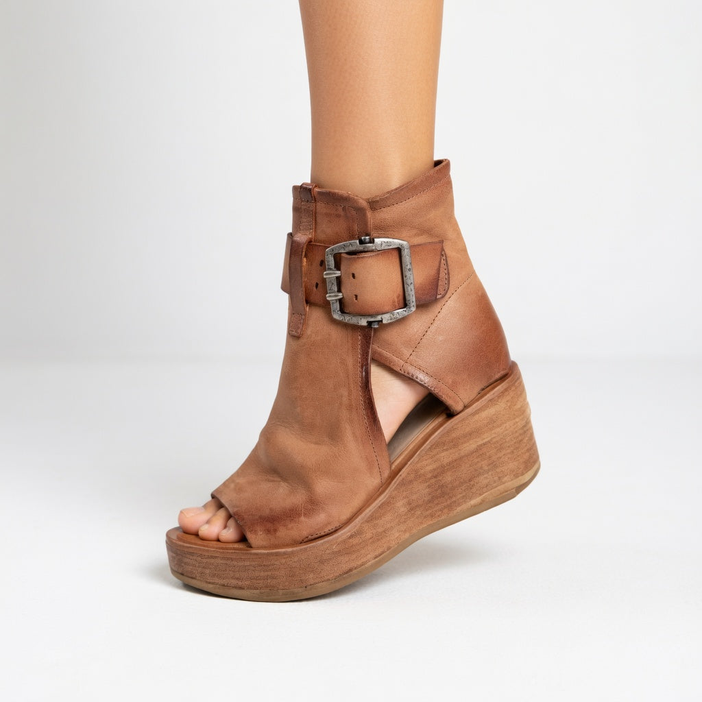The Orla Open-Toe Wedge Boots