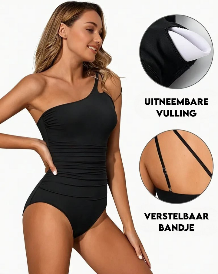 Pamela - Tropical One Shoulder Swimsuit