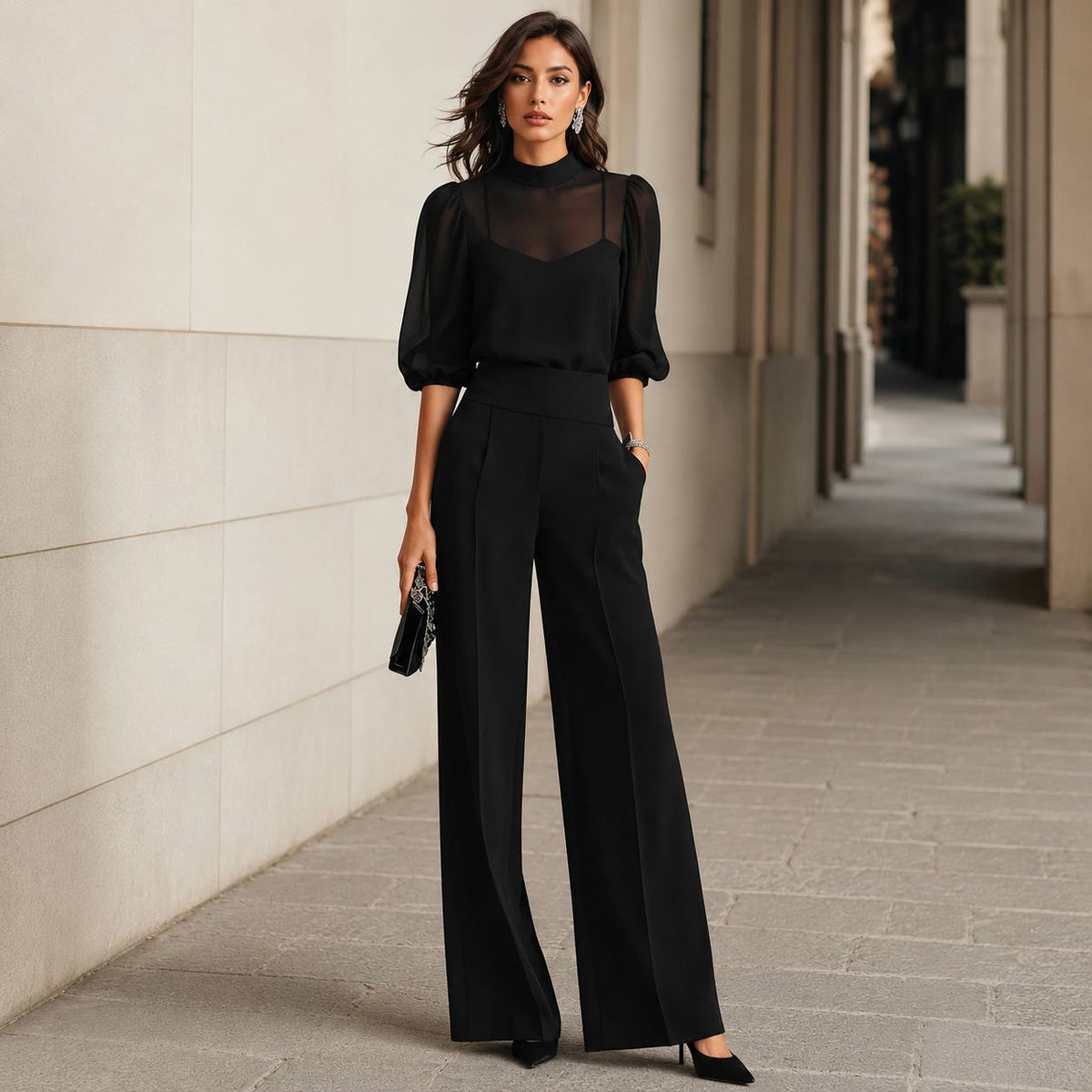 Lysandra - Elegant Sheer Sleeve Blouse product image