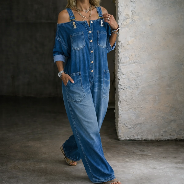 Sophia | Off-Shoulder Denim Jumpsuit