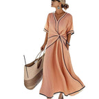 Estelle Graceful Draped Dress in Orange