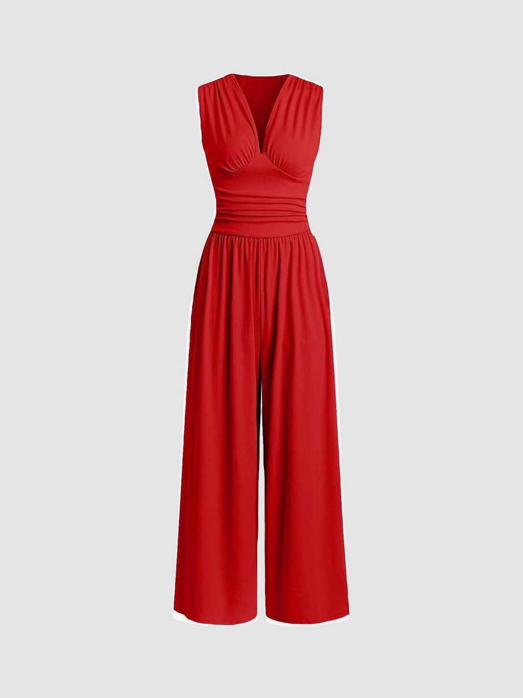 Sienna chic party jumpsuit in classic black, featuring a deep V-neckline and elegant wide-leg trousers.