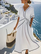 Estelle Graceful Draped Dress in White