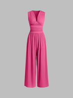 Back view of the sophisticated black party jumpsuit, revealing the clean lines and elegant sleeveless design.