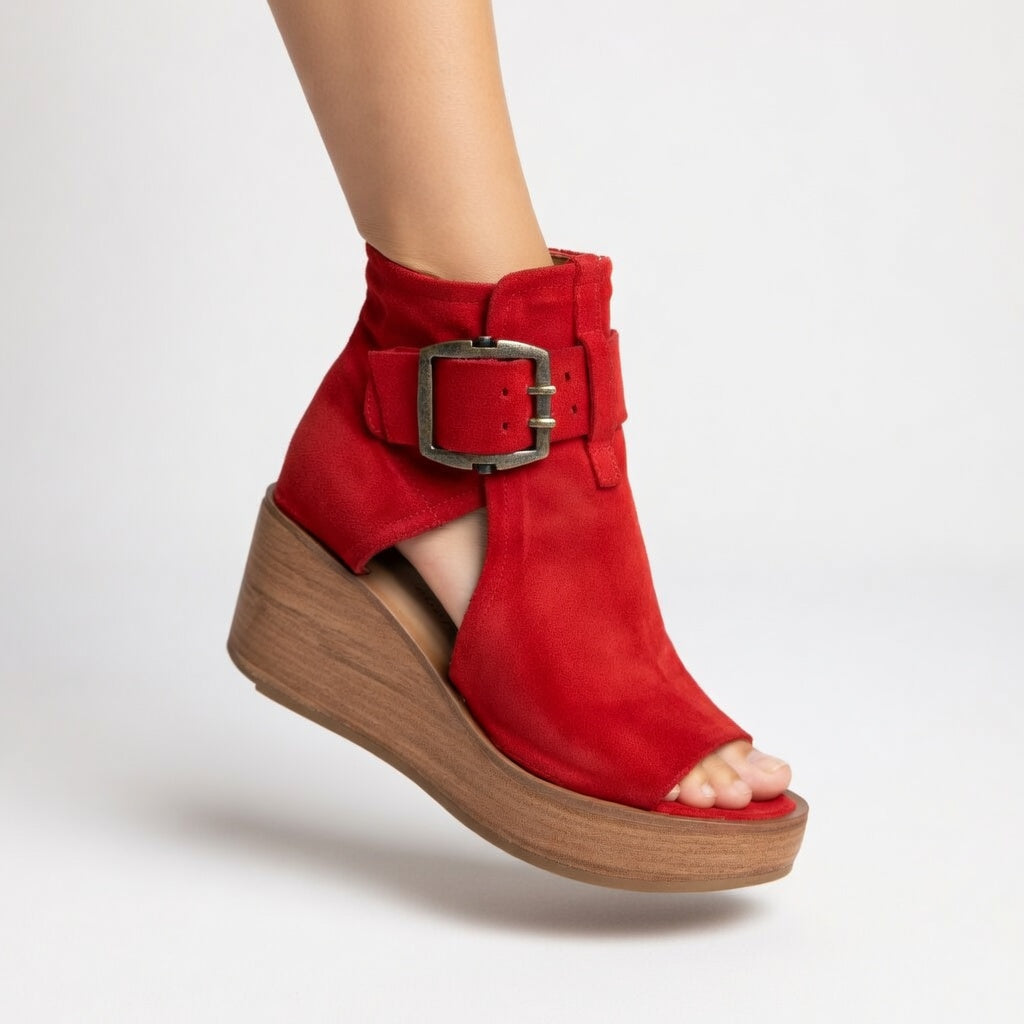 The Orla Open-Toe Wedge Boots