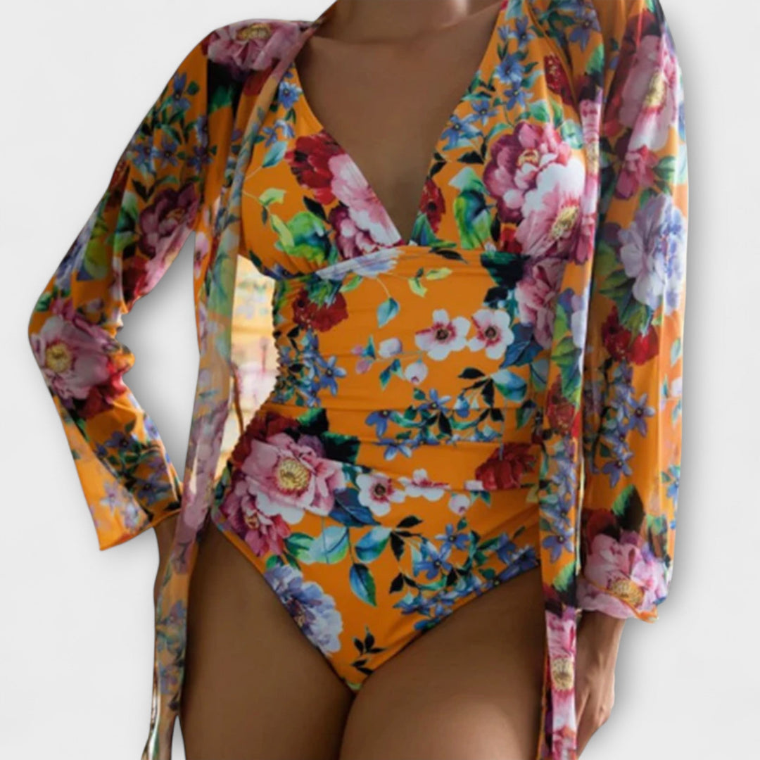 Catherine - Tropical One-Piece Swim Set