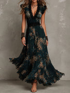Briar Flowy Tiered Maxi Dress in Black Floral