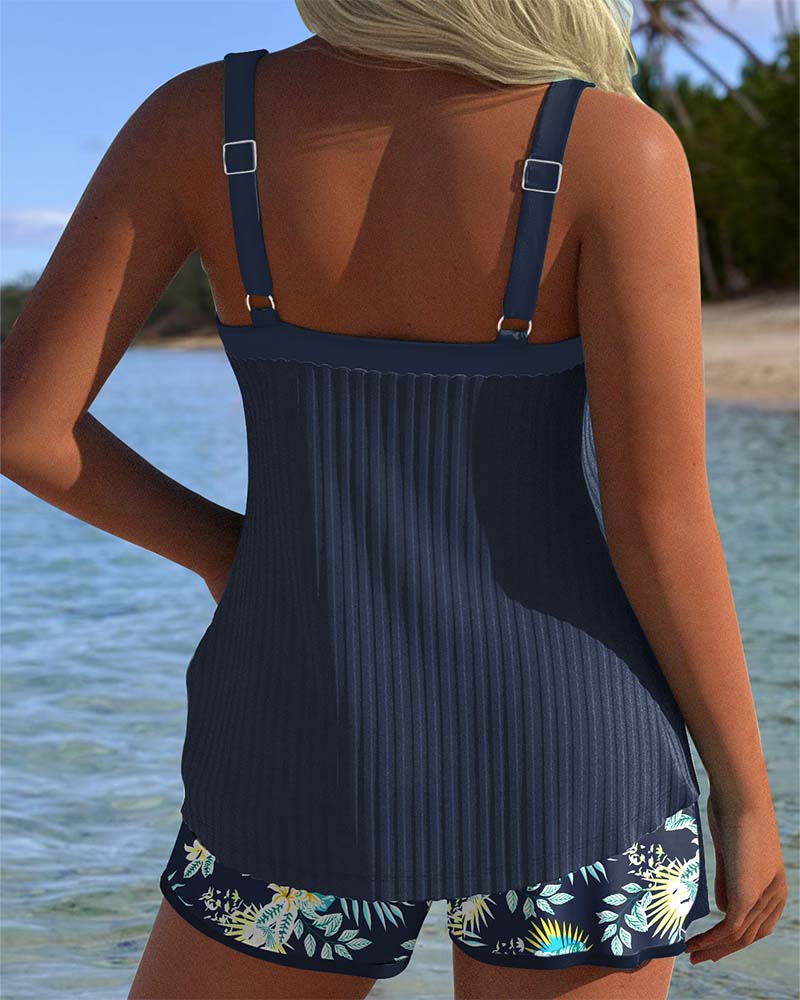 Martha - Tropical Tankini Shorts Set