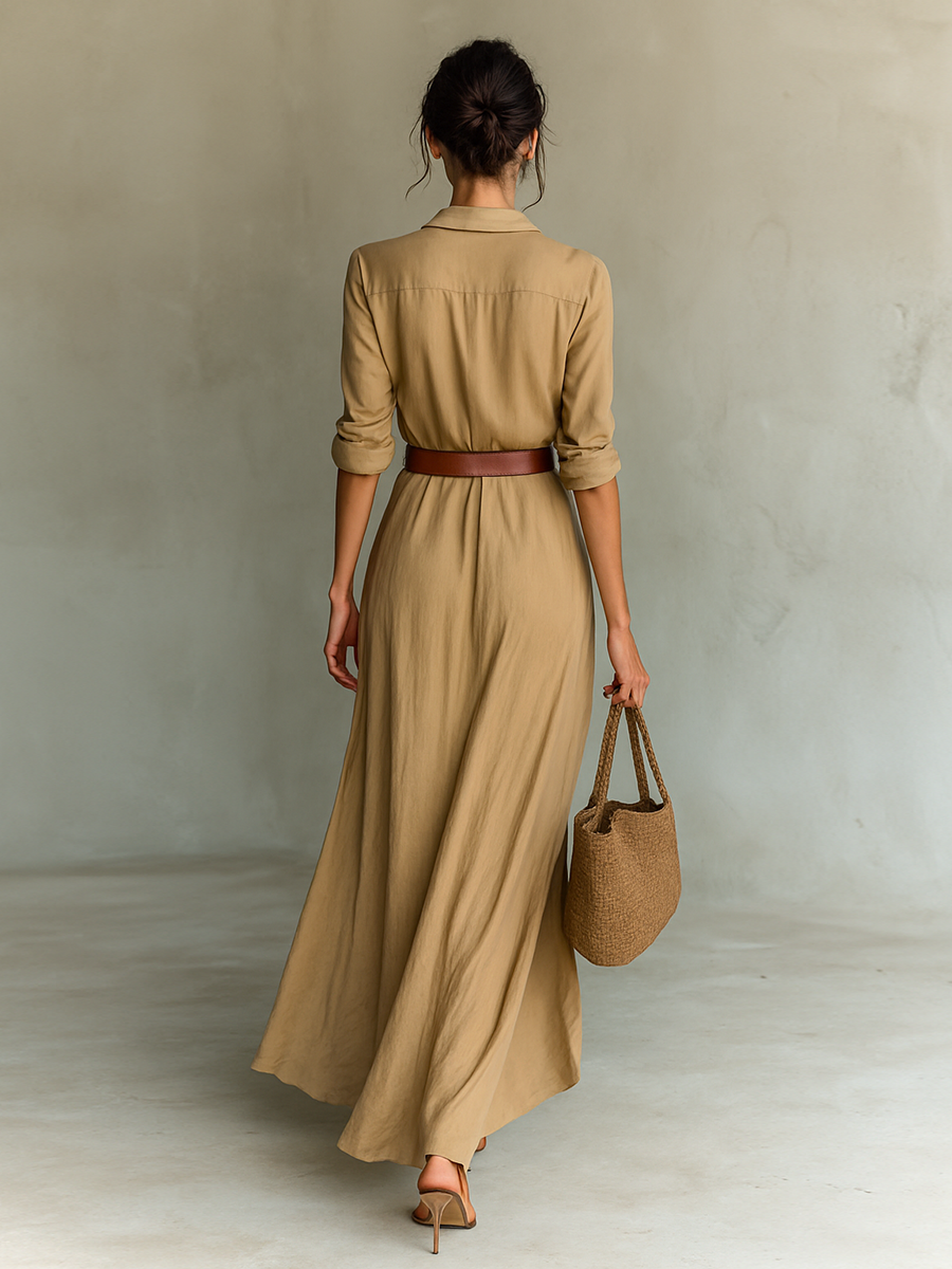 Women’s Maxi Dress with Lapel Collar