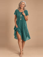 Nora Flowy Midi Dress in Green Dots