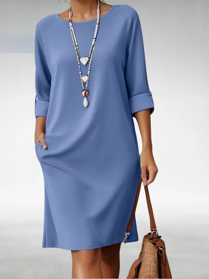 Maeve Comfortable Midi Dress in Blue