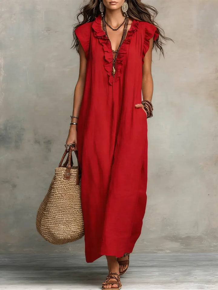 Camélia | Bohemian Linen and Cotton Maxi Dress