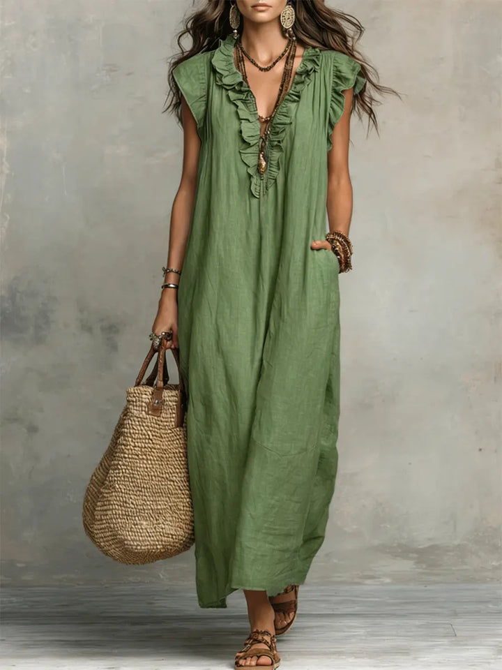 Camélia | Bohemian Linen and Cotton Maxi Dress