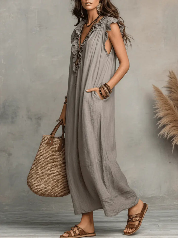 Camélia | Bohemian Linen and Cotton Maxi Dress