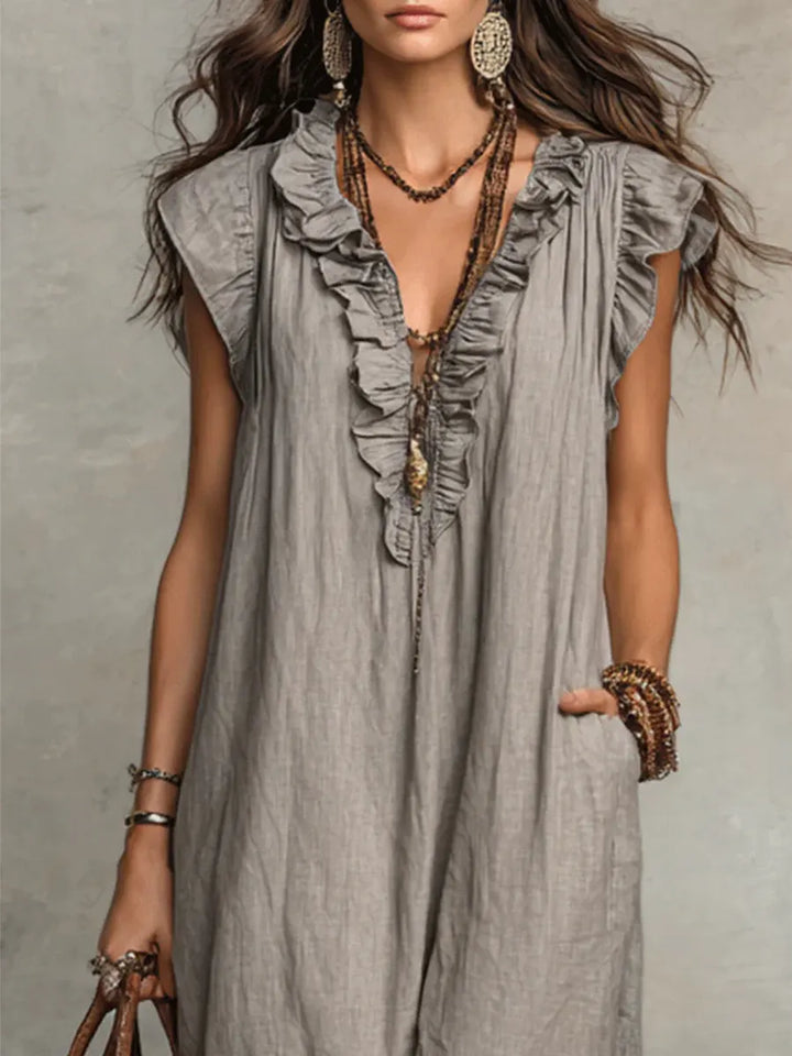 Camélia | Bohemian Linen and Cotton Maxi Dress
