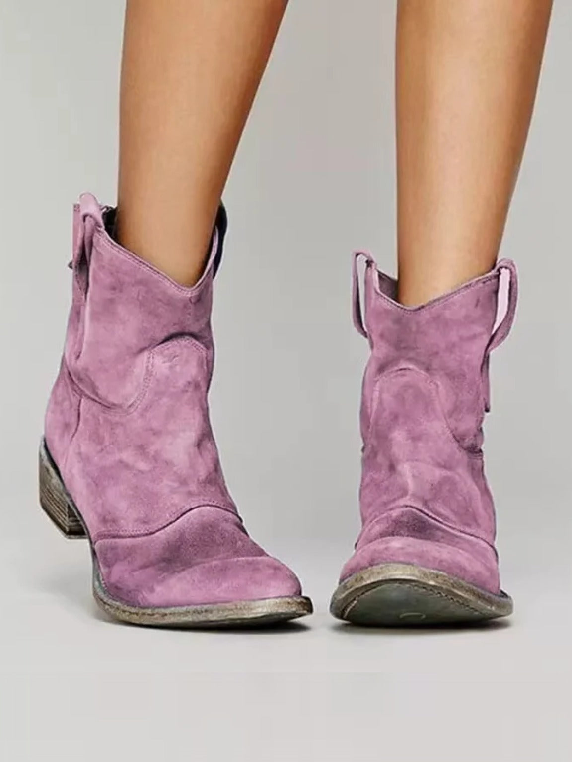 Thredbo Suede Ankle Boots in Purple
